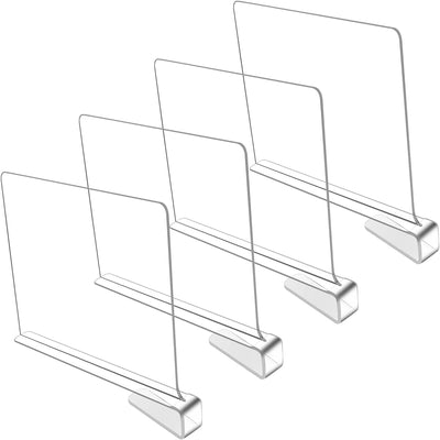 KAUKKO Acrylic Shelf Dividers, Closets Kitchen Bedroom Shelving Organization to Organize Clothes Closet Shelves, Books,Towels and Hats,Clear ,4 Pack