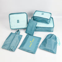 KAUKKO 7 Set Packing Cubes, Travel Luggage Organizers with Laundry Bag & Shoe Bag (PURITY LAKE)