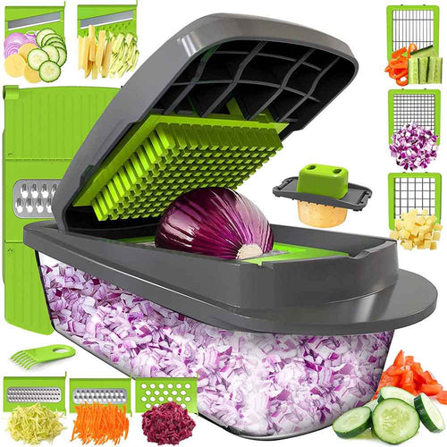 Spiralizer Vegetable Slicer 10-in-1, 8 Blade Slicer with Container, Onion Mincer Chopper, Dicer, Egg Slicer