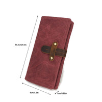 KAUKKO Canvas Long Wallet Drawstring Retro Multifunctional Waterproof Wallet Fashion Men's Bag Red