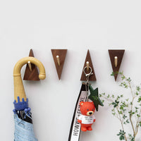 KAUKKO 2pcs Creative Black Walnut Solid Wood Hook Coat Hook Wall Decoration for Bedroom Fitting Room （Hole punch/Need no punch）