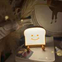 KAUKKO Toast Bread Night Light ,Soft LED Toast Lamp with Rechargeable and Timer,Portable Bedroom Bedside Bed,Table Lamps Graduation Gifts，CN01-3