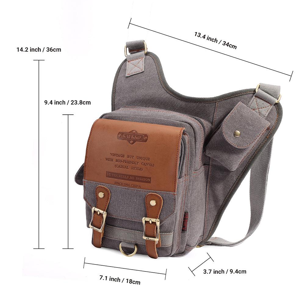 Retro Casual Shoulder Bag Sports Canvas Laptop Crossbody Bag ( grey )