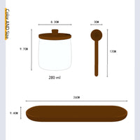 KAUKKO 3 Pcs 280ml Clear Glass Seasoning Jar with Wooden Lid and Wooden Spoon, Sugar Bowl Bath Salt Storage Jar Seasoning Container Seasoning Jar