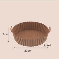 KAUKKO Air Fryer Silicone Liners Round Food Safe Non Stick Air Fryer Basket Oven Accessories, Reusable Replacement Fits 8.66 in Air Fryer Brown