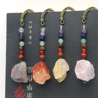 KAUKKO Crystal Bookmark Vintage Metal Natural crystal agate colorful rough Bookmarks for Women Student Teacher Graduation Christmas Gift White crystal