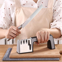 4 Stage Professional Kitchen Knife Sharpener, Tungsten Steel, Emery and Zirconia Ceramic Slot for Chef Knife, Straight Knife and Scissors