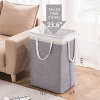 KAUKKO Large Laundry Hamper with 1 Removable Laundry Bags Dirty Clothes Hamper and dust cover , 2 Handles Foldable Hamper Dorm Room Storage Beige + coffee