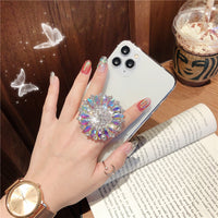 KAUKKO Flash Phone Ring Holder,Sparkle Phone Ring Grip Artificial Diamond Stand,Rhinestone Cell Finger Ring for Phones,Style 2