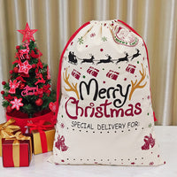 KAUKKO 2 pcs/set Giant Christmas Gift Bags, Santa Sack Burlap Sack with Drawstring 27" x 19" for Large Xmas Package Storage,Gift Wrapping Bags,CS04-3