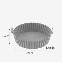 KAUKKO Air Fryer Silicone Liners Round Food Safe Non Stick Air Fryer Basket Oven Accessories, Reusable Replacement Fits 8.66 in Air Fryer Grey