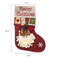 KAUKKO Christmas Stockings Animal One Piece, Felt Large Plush Reindeer Snowman Design Hanging Stocking for Xmas Tree Mantel Party Decor CS02-3