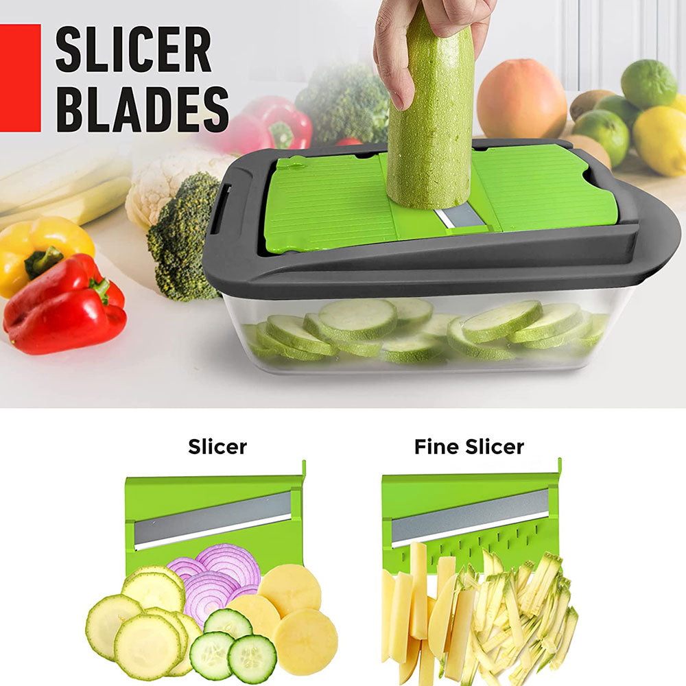 Spiralizer Vegetable Slicer 10-in-1, Blade Slicer with Container, Onion  Mincer Chopper, Dicer, Egg Slicer – kaukko