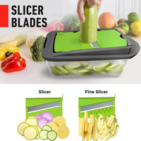 Spiralizer Vegetable Slicer 10-in-1, 8 Blade Slicer with Container, Onion Mincer Chopper, Dicer, Egg Slicer