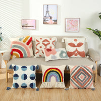 KAUKKO Cute Tassel Rainbow Fashion Sofa Pillow Decorative Throw Pillow Covers 35 x 50, Soft Plush Faux Wool Couch Pillow Covers Set of 2, P03-2