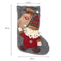 KAUKKO Christmas Stockings Animal One Piece, Felt Large Plush Reindeer Snowman Design Hanging Stocking for Xmas Tree Mantel Party Decor CS02-7