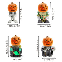 KAUKKO Pumpkin Light Knight Figurines, Halloween Glowing Pumpkin Knight, with Pumpkin LED Light Up Garden Gnomes Decoration Resin(B style)