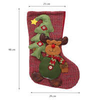 KAUKKO Christmas Stockings Animal One Piece, Felt Large Plush Reindeer Snowman Design Hanging Stocking for Xmas Tree Mantel Party Decor CS02-9