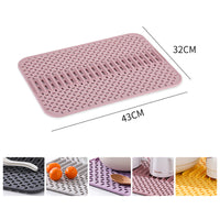 KAUKKO Silicone Dish Drying Mat,32 cm * 43 cm, for Kitchen Counter, Heat Resistant Hot Pot Holder, Non-Slip Silicone Sink Mat Yellow