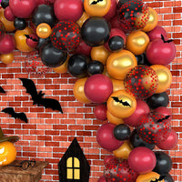KAUKKO Halloween Balloons Garland Kit - 100 pcs 12”+10”+5” Balloon Arch Kit Birthday Balloon for Halloween Party Decoration Supply