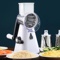 Rotary Cheese Grater with Handle - Food Shredder with 3 Stainless Steel Drum Blades, Fast Cutting for Vegetables and Nuts