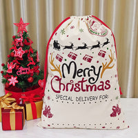 KAUKKO 2 pcs/set Giant Christmas Gift Bags, Santa Sack Burlap Sack with Drawstring 27" x 19" for Large Xmas Package Storage,Gift Wrapping Bags,CS04-2