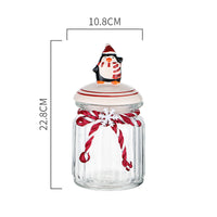 KAUKKO Glass Animal Cookie Jars 8.9 in Elegant Storage Jar with Lid, Decorative Wedding Candy Organizer Canisters Home Decor Centerpieces Penguin
