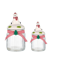 KAUKKO Glass Animal Cookie Jars 5.9 in Elegant Storage Jar with Lid, Decorative Wedding Candy Organizer Canisters Home Decor Centerpieces Polar bear