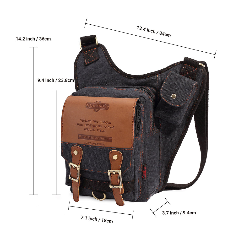 Retro Casual Shoulder Bag Sports Canvas Laptop Crossbody Bag ( black ) - kaukko
