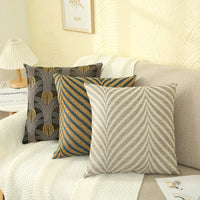 KAUKKO Fashion Light Luxury Striped Sofa Pillow Decorative Throw Pillow Covers 45 x 45, Soft Plush Faux Velvet Pillow Covers Set of 2, P04-4