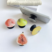 KAUKKO 5 Pcs/set Coconut/Lemon/Fig/Peach/Green apple Artificial Fruit Multi Functional Collapsible Expandable Mobile Phone Grip & Kickstand