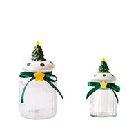 KAUKKO Glass Animal Cookie Jars 5.9 in Elegant Storage Jar with Lid, Decorative Wedding Candy Organizer Canisters Home Decor Centerpieces Christmas tree