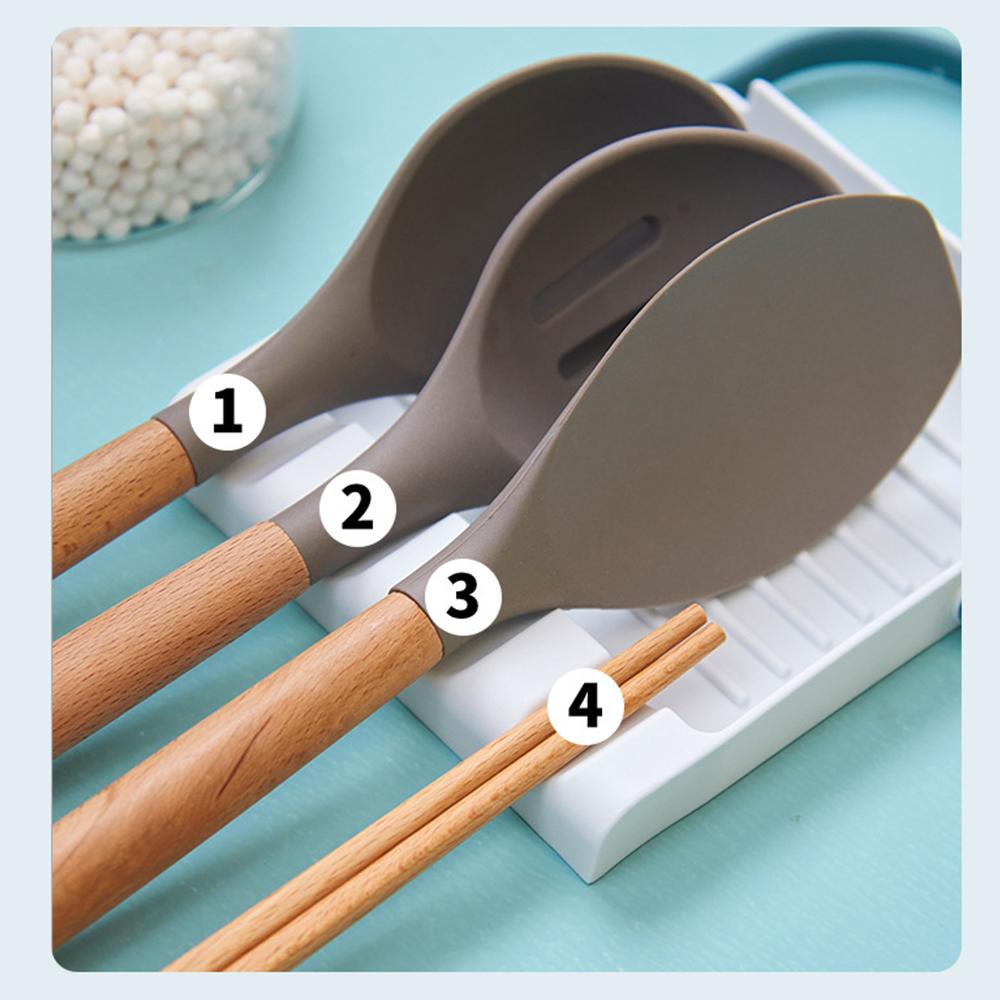 Silicone Utensil Rest with Drip Pad for Multiple Utensils, Heat-Resistant, Kitchen Utensil Holder for Spoons