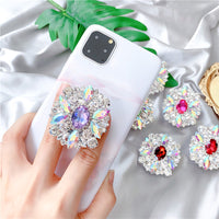 KAUKKO Crystal Gem Flash Phone Ring Holder,Sparkle Phone Ring Grip Artificial Diamond Stand,Rhinestone Cell Finger Ring for Phones,Dark brown
