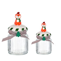 KAUKKO Glass Animal Cookie Jars 8.9 in Elegant Storage Jar with Lid, Decorative Wedding Candy Organizer Canisters Home Decor Centerpieces Fox