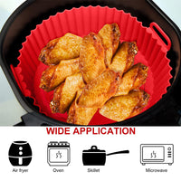 KAUKKO 2Pcs Air Fryer Silicone Liners Round Food Safe Non Stick Air Fryer Basket Oven Accessories, Reusable Replacement Fits 8 in Air Fryer Red+Red