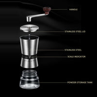 Manual Coffee Bean Grinder with Adjustable Settings - Patented Conical Burr Grinder for Coffee Beans, Stainless Steel Burr Coffee Grinder for Aeropress, Drip Coffee, Espresso, French Press