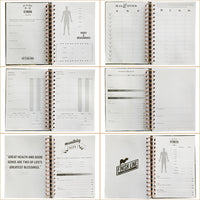 KAUKKO 2 PCS Fitness Journal Weight Loss Journal Wellness Workout Log Diary Notebook Planner Diet Meal Exercise Training Health Tracker Black