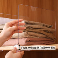 KAUKKO Acrylic Shelf Dividers, Closets Kitchen Bedroom Shelving Organization to Organize Clothes Closet Shelves, Books,Towels and Hats,Clear ,4 Pack