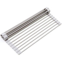 Dish Drying Rack Stainless Steel Roll Up Over The Sink Drainer Gadget Tool for Many Kitchen Task