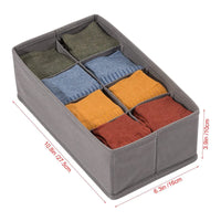 KAUKKO Drawer Underwear Organizer Divider ,Storage Bins for Storing Bra, Lingerie, Undies,4 Pieces Fabric Foldable Dresser Storage Basket Organizers Grey