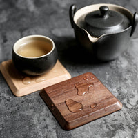 KAUKKO Simulation Creative biscuit solid wood insulation pad log color tea coaster mug milk cup coffee coaster set （01 Walnut）