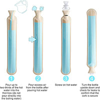 KAUKKO Long Soft Covered Hot Water Bottle 2 Liter Tube Neck & Shoulder Hot Water Bottle For Pain Relief Stomach Back Legs Neck，SW01-5