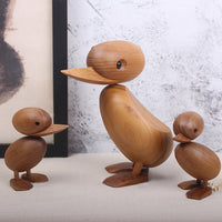 KAUKKO Duck Wooden Puppet Creative Gift Duck mama  Cute Home Decorations for Bedroom Living room