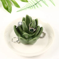 KAUKKO Cactus Ring Holder Green Jewelry Dish for Rings Earrings Bracelets Necklace Organizer, Cactus Gift for Women Birthday/Christmas，CR01-3