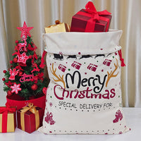KAUKKO 2 pcs/set Giant Christmas Gift Bags, Santa Sack Burlap Sack with Drawstring 27" x 19" for Large Xmas Package Storage,Gift Wrapping Bags,CS04-2