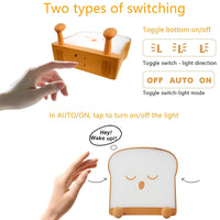 KAUKKO Toast Bread Night Light ,Soft LED Toast Lamp with Rechargeable and Timer,Portable Bedroom Bedside Bed,Table Lamps Graduation Gifts，CN01-2