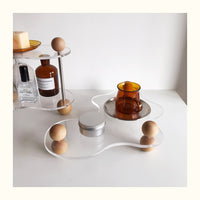 KAUKKO Acrylic Aromatherapy Tray,Clear Irregular Shape Desktop Storage, Home Decoration Ornaments,Single layer
