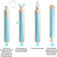KAUKKO Long Soft Covered Hot Water Bottle 2 Liter Tube Neck & Shoulder Hot Water Bottle For Pain Relief Stomach Back Legs Neck，SW01-1