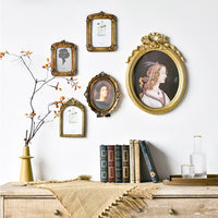 KAUKKO Vintage Oval Picture Frame 7 inch Antique Photo Frame Table Top Display and Wall Hanging Home Decor